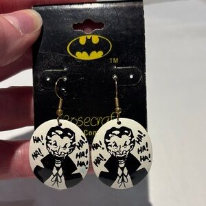 Vintage Rosecraft Batman Joker Dangle Earrings - Black & White
